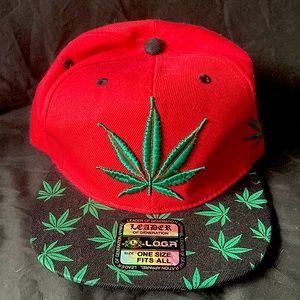 L.O.G.A SnapBack Marijuana Leaf Black/Red